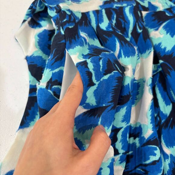 Porridge Anthropologie Blue Roses Floral Dress 2 Pleats Cottage Tea Garden Party - Picture 6 of 15